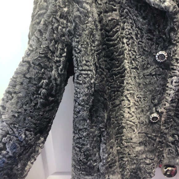 Grey Persian Lamb Fur Jacket Short Coat - Picture 3 of 6